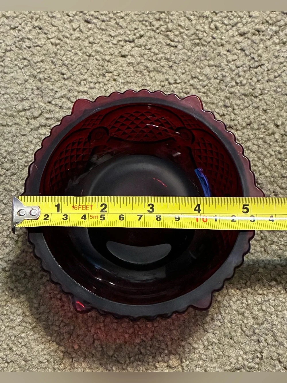 Vintage Avon 1876 Cape Cod Collection dessert bowl dark Red glass 5” Collection